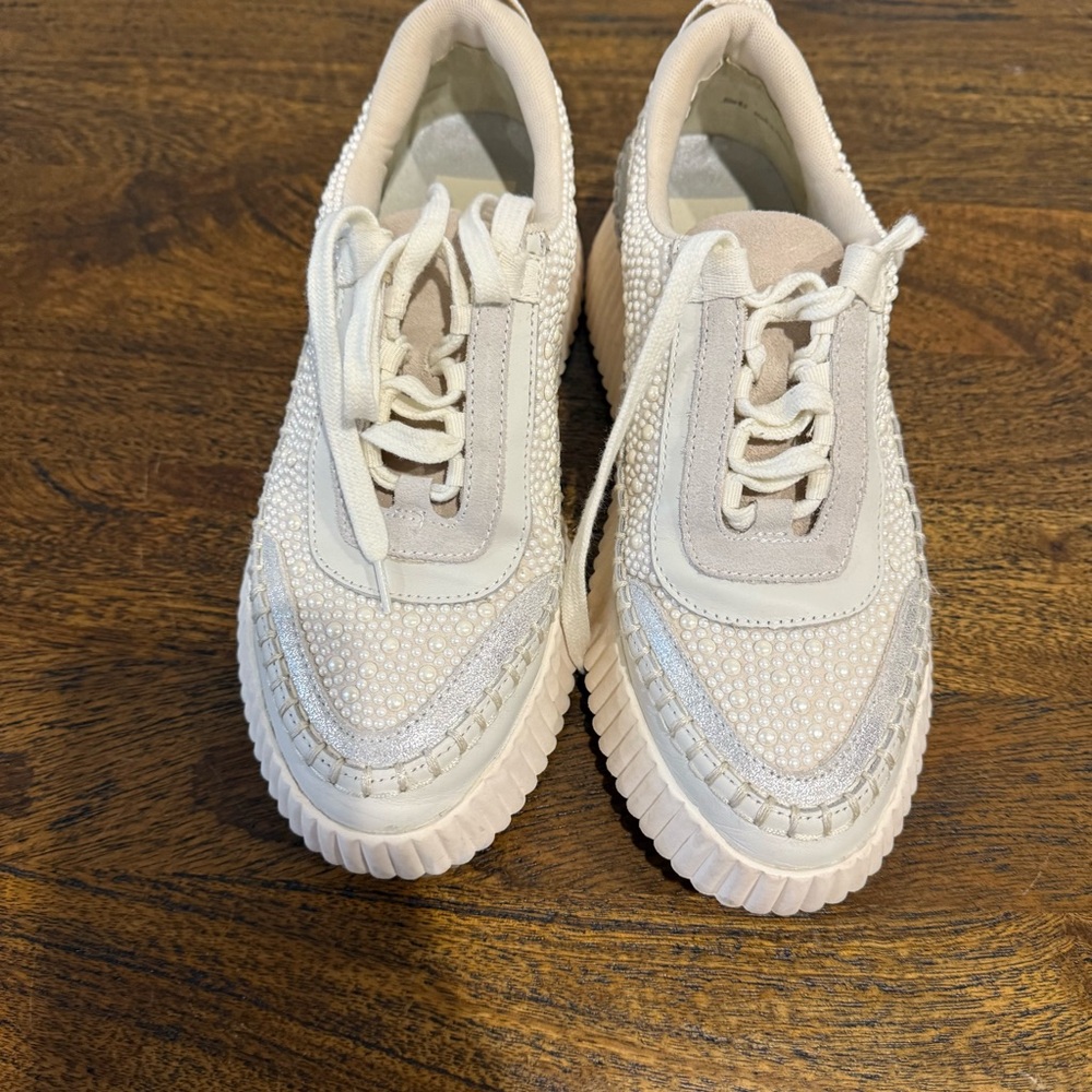 Dolce Vita Dolen Pearl Platform Sneakers in Vanilla Pearl - Picture 13 of 15